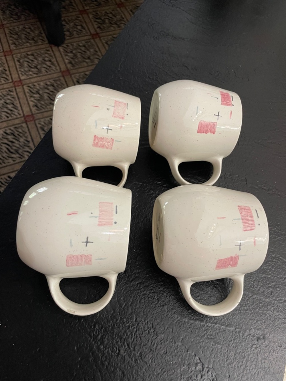 Vernon Metlox Tickled Pink Stoneware Speckled Mug Set with Pink Accent - 4 Pack - Picture 4 of 8